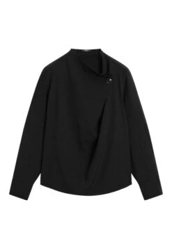 Massimo Dutti WITH CROSSOVER DETAIL AND BUTTON - Blouse - Black -Massimo Dutti Shop 5928956141d641cb8309f5c5bdbb0124
