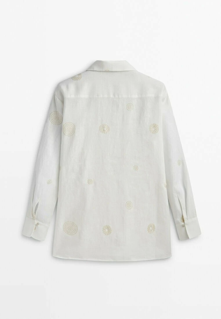 Massimo Dutti With Embroidery- Button-Down Blouse - White 8 Massimo Dutti With Embroidery- Button-Down Blouse - White - Image 6