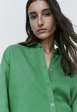 Massimo Dutti Button-Down Blouse - Dark Green -Massimo Dutti Shop 597164a928744cc4a74b69da7706b655
