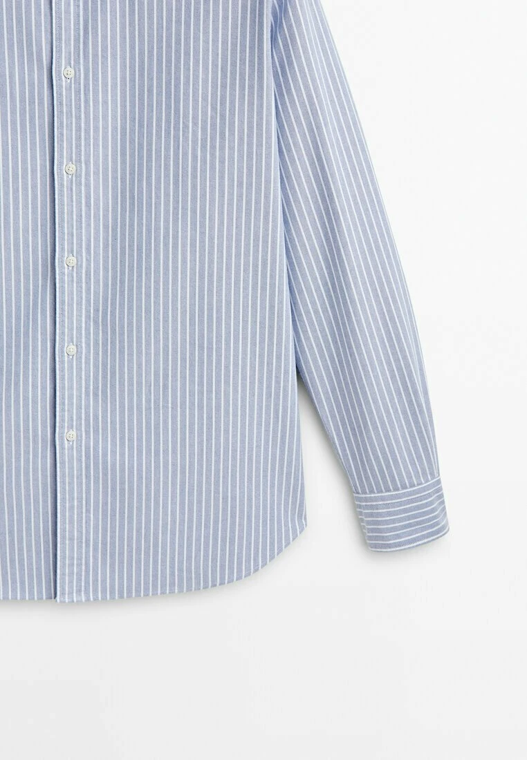 Massimo Dutti Soft Wash Striped Oxford - Shirt - Light Blue 10 Massimo Dutti Soft Wash Striped Oxford - Shirt - Light Blue - Image 8