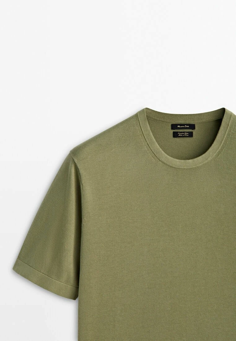 Massimo Dutti Short Sleeve - Basic T-Shirt - Khaki 7 Massimo Dutti Short Sleeve - Basic T-Shirt - Khaki - Image 5