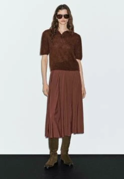 Massimo Dutti PLEATED TECHNICAL MIDI - A-line Skirt - Bordeaux -Massimo Dutti Shop 59e81010179e4b0a9f5c47c8a0d5833a