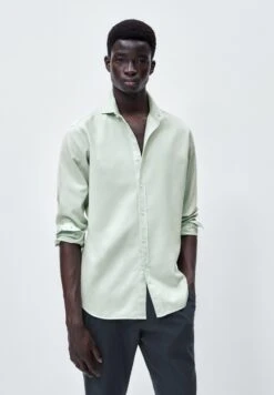 Massimo Dutti Micro Textured - Shirt - Khaki