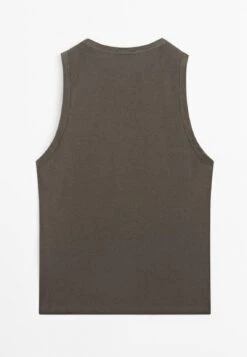 Massimo Dutti SLEEVELESS ROUND BUTTONED NECK - Top - Khaki -Massimo Dutti Shop 5ab6d40d089f4c81abe9a97f8e44005b