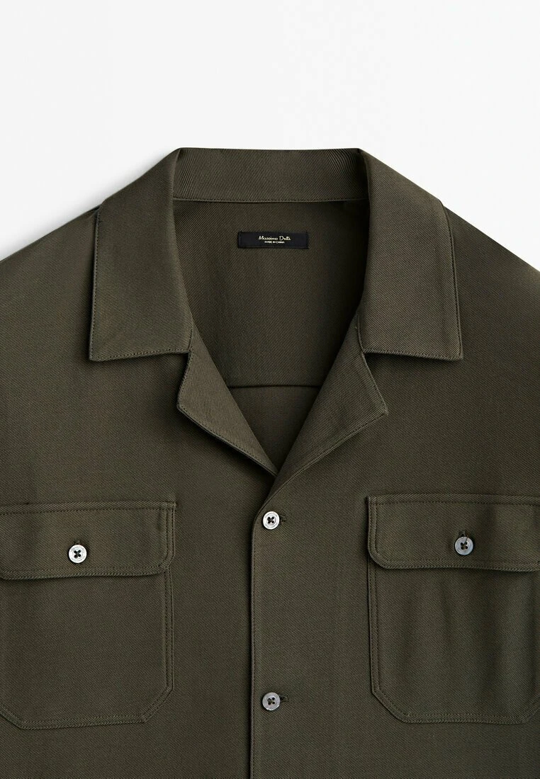 Massimo Dutti Micro- Short Sleeve With Pockets- Shirt - Khaki 6 Massimo Dutti Micro- Short Sleeve With Pockets- Shirt - Khaki - Image 4