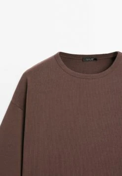Massimo Dutti OVERSIZE HEAVY WEIGHT - Basic T-shirt - Dark Brown -Massimo Dutti Shop 5af598dd234f4c9ebb67cee52124d993