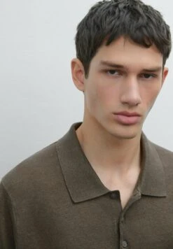 Massimo Dutti WIDE BUTTONED POLO COLLAR - Polo Shirt - Dark Brown -Massimo Dutti Shop 5b2b2de6ca4049f793493cdb3c4d84a1