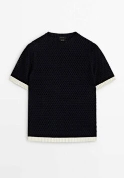 Massimo Dutti Contrast Short Sleeve Open - Jumper - Blue Denim 19 Massimo Dutti Contrast Short Sleeve Open - Jumper - Blue Denim -Massimo Dutti Shop 5b3ab259b15a4f6b95ba7f8bd6c8d07e