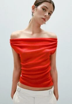 Massimo Dutti DRAPED NECKLINE - Top - Red