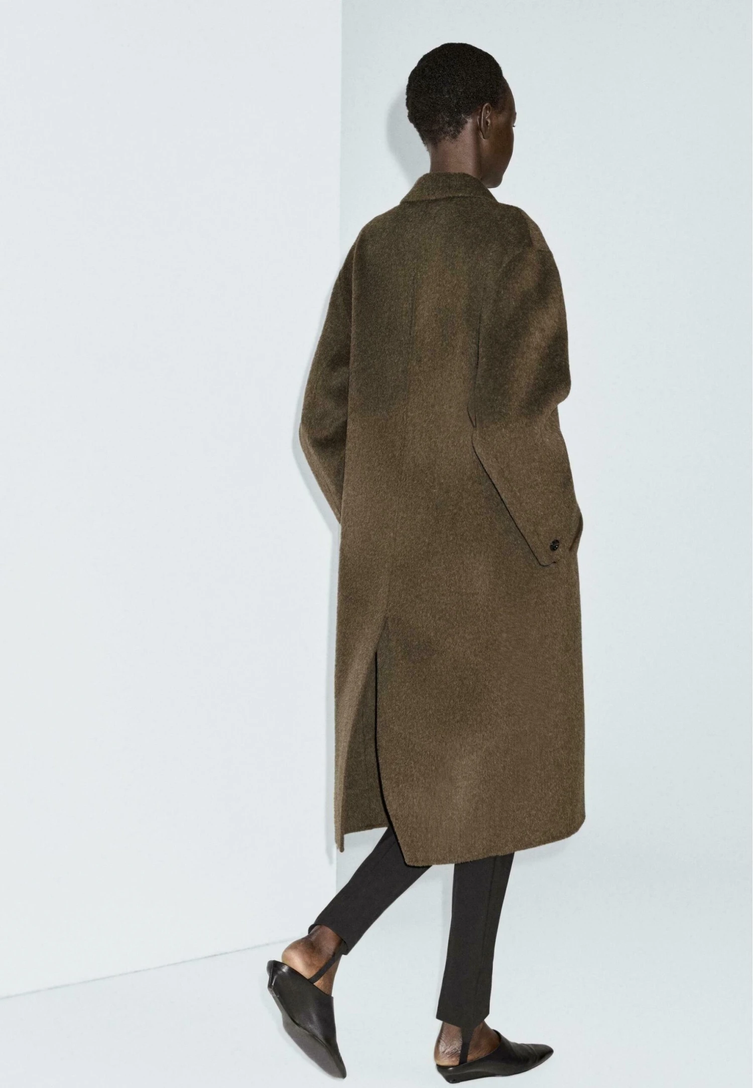 Massimo Dutti LONG BLEND - Classic Coat - Khaki 5 Massimo Dutti LONG BLEND - Classic Coat - Khaki - Image 3