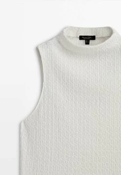 Massimo Dutti Textured Mock Turtleneck - Top - Beige -Massimo Dutti Shop 5b852b3267fd46eb914ac9679ac5a091