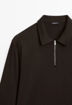 Massimo Dutti LONG SLEEVE ZIP-UP POLO NECK - Long Sleeved Top - Brown -Massimo Dutti Shop 5bae55ae53344afea1e25ae81e5a5af1