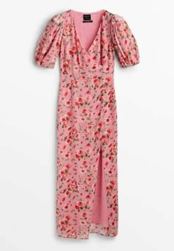 Massimo Dutti Studio - Floral Print With Puff Sleeves - Maxi Dress - Pink -Massimo Dutti Shop 5bb7c5f8f065441ca959a5ef530aef7f