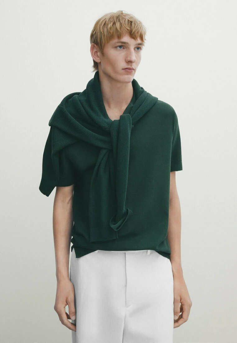 Massimo Dutti Smocked - Polo Shirt - Mottled Green 3 Massimo Dutti Smocked - Polo Shirt - Mottled Green