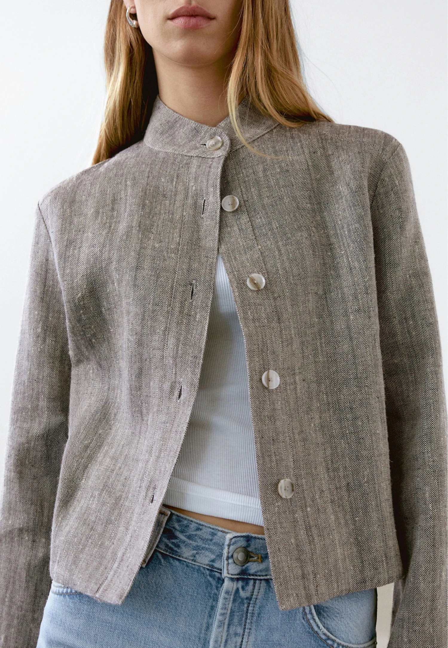 Massimo Dutti SHORT WITH STAND COLLAR - Light Jacket - Grey 6 Massimo Dutti SHORT WITH STAND COLLAR - Light Jacket - Grey - Image 4