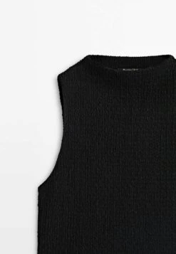 Massimo Dutti Textured Mock Turtleneck - Top - Black -Massimo Dutti Shop 5c7125da8e84490f94e8516cd821d453