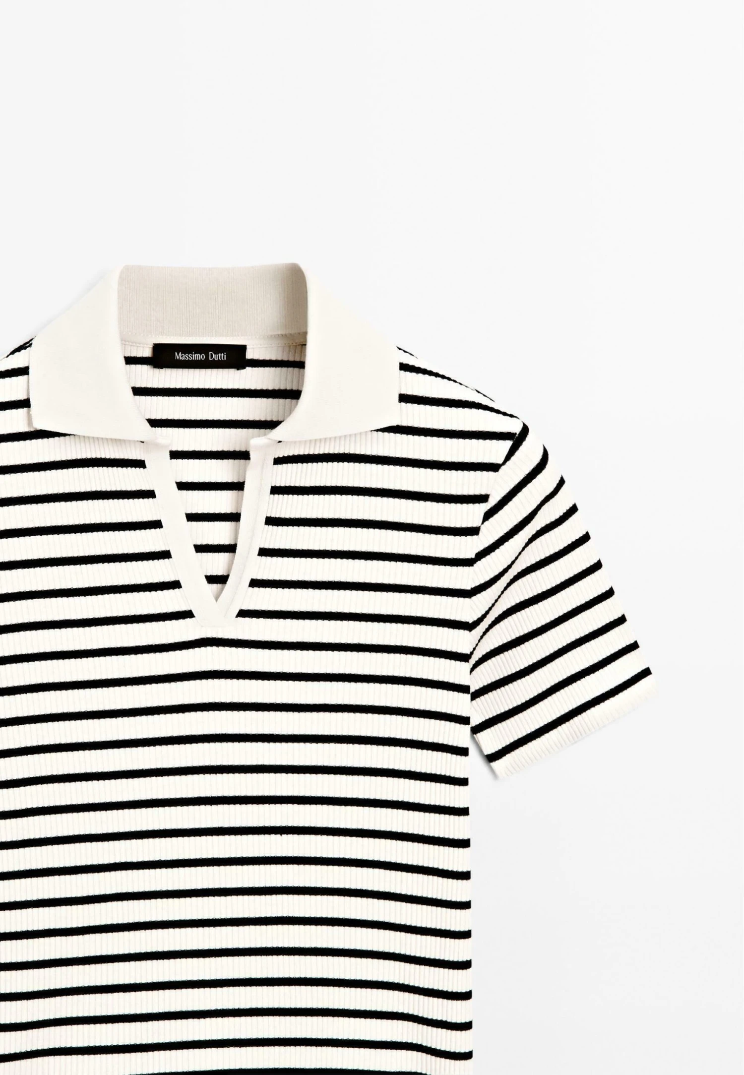 Massimo Dutti STRIPED JOHNNY COLLAR - Polo Shirt - White 10 Massimo Dutti STRIPED JOHNNY COLLAR - Polo Shirt - White - Image 8