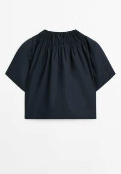 Massimo Dutti With Gathered Detailing - Blouse - Dark Blue -Massimo Dutti Shop 5c8a216e746f4479b963edfbf02e34b4