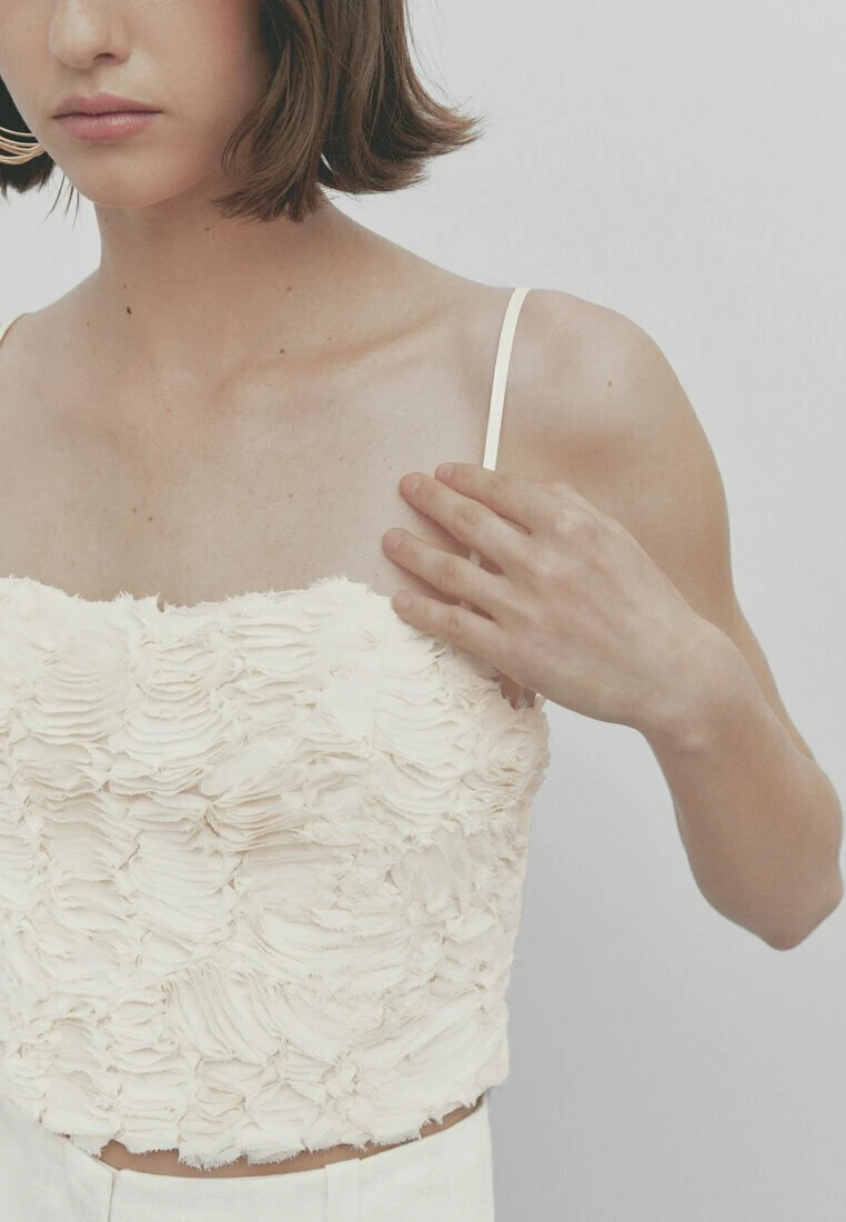 Massimo Dutti Studio Bouclé Strappy Crop - Top - Beige 6 Massimo Dutti Studio Bouclé Strappy Crop - Top - Beige - Image 4