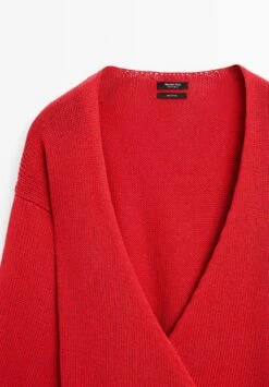 Massimo Dutti V-NECK WITH BELT DETAIL - Cardigan - Red -Massimo Dutti Shop 5c987ab6422844a6970a15c7e5e9b4e0