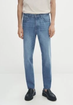 Massimo Dutti Tapered Fit Mid Bleach- Slim Fit Jeans - Blue