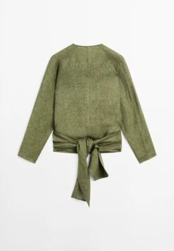 Massimo Dutti FLOWING GARMENT WITH TIE DETAIL AT THE WAIST - Blouse - Mottled Dark Green -Massimo Dutti Shop 5cbb53db56ab486bb6481d39486fa000