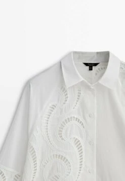 Massimo Dutti With Crochet Detail - Button-Down Blouse - White -Massimo Dutti Shop 5cc029f2ecb54617b66ff55c74f4e890