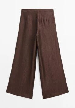 Massimo Dutti WIDE-LEG MID-RISE CRINKLE - Trousers - Brown -Massimo Dutti Shop 5cd3536139c74e29871e75000c854c83