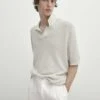 Massimo Dutti Textured Short Sleeve - Polo Shirt - Beige -Massimo Dutti Shop 5d182e7a0a9040b3a65d2a3aef592592