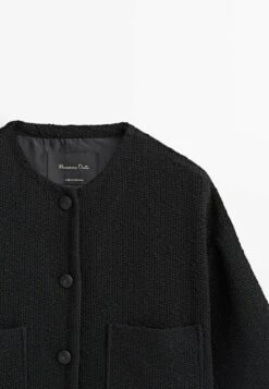 Massimo Dutti Cropped Textured- Summer Jacket - Black -Massimo Dutti Shop 5d18dfdfa2754287a6d56865854729bf