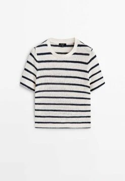 Massimo Dutti Textured Striped Blend - Print T-Shirt - Beige 19 Massimo Dutti Textured Striped Blend - Print T-Shirt - Beige -Massimo Dutti Shop 5d28da6065c54295b76368fac1ec0bab