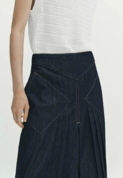 Massimo Dutti Rinse-Wash Box Pleat - Pencil Skirt - Dark Blue -Massimo Dutti Shop 5d574cc9c66e426bb19929d0fa38645a