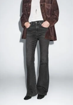 Massimo Dutti HIGH WAIST FLARE FIT SKINNY - Flared Jeans - Black