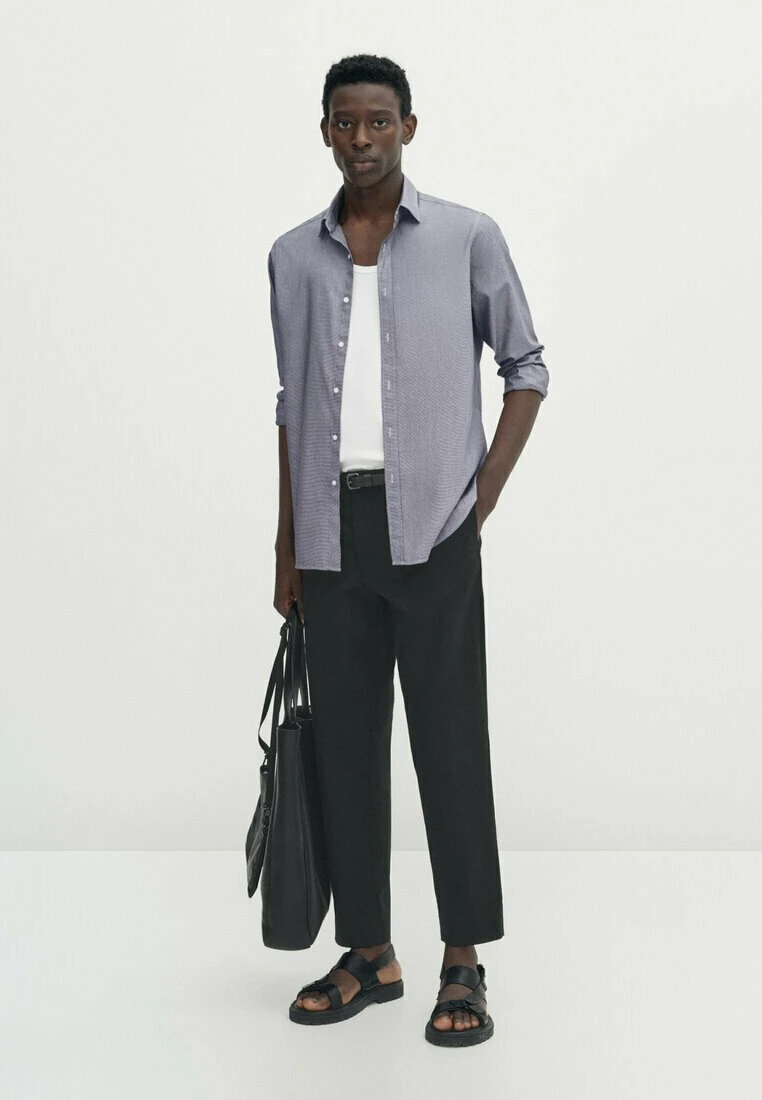 Massimo Dutti Textured Bird S-Eye - Shirt - Grey 4 Massimo Dutti Textured Bird S-Eye - Shirt - Grey - Image 2