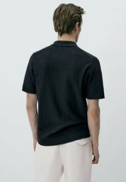 Massimo Dutti Vertical Textured - Polo Shirt - Blue -Massimo Dutti Shop 5db86681733f4af48463d09c74107ae4