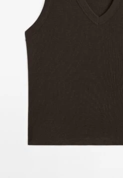 Massimo Dutti V-NECK SLEEVELESS - Basic T-shirt - Brown -Massimo Dutti Shop 5dddedbccdb945409bd7123a192366ca