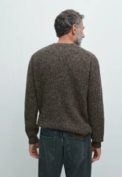Massimo Dutti RIBBED CREW NECK - Jumper - Mottled Dark Brown -Massimo Dutti Shop 5e014963df654a86bd8dc50665e45794