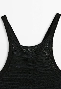 Massimo Dutti Textured With Criss-Cross Detail At The Back - Maxi Dress - Black -Massimo Dutti Shop 5e1b941d3772435a8b1644756c345619