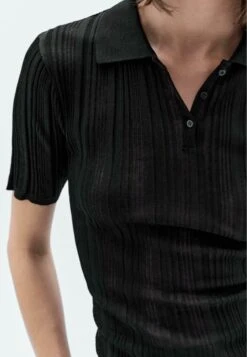 Massimo Dutti SHORT SLEEVE WITH RIBBED DETAIL - Polo Shirt - Black -Massimo Dutti Shop 5e32af467e2349d0bda6920b8cb2151f