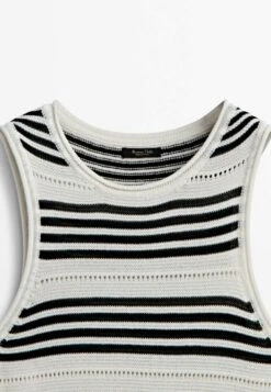 Massimo Dutti Striped Sleeveless Textured - Jumper Dress - Beige -Massimo Dutti Shop 5e48ae4cf93f48fdbc025bd4fc8e134e