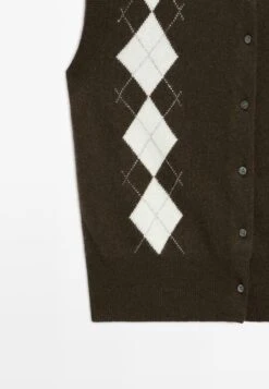 Massimo Dutti CREW NECK WITH DIAMOND PATTERN - Cardigan - Mottled Dark Brown -Massimo Dutti Shop 5e70cdc3c0234cddb6ac9cc4c5ab1b3c