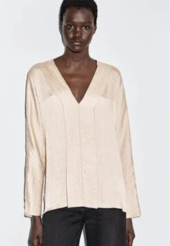 Massimo Dutti V-NECK - Blouse - Beige