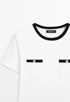 Massimo Dutti SHORT SLEEVE WITH DETAILS - Basic T-shirt - White -Massimo Dutti Shop 5eafa0ad05aa4c3c8b6beebcb9bb1c87