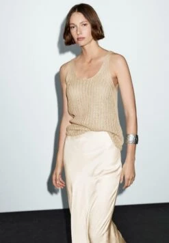 Massimo Dutti FLOWING SATIN MIDI - A-line Skirt - Beige -Massimo Dutti Shop 5eb31e7accae4e2c8ca5285b3b37284e