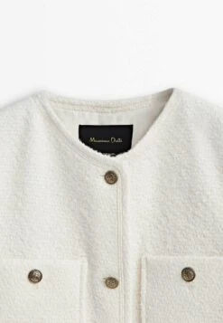 Massimo Dutti Textured Cropped With Golden Buttons - Summer Jacket - Beige -Massimo Dutti Shop 5ec5f8dd4b904d618b5c2e6df1495fd9