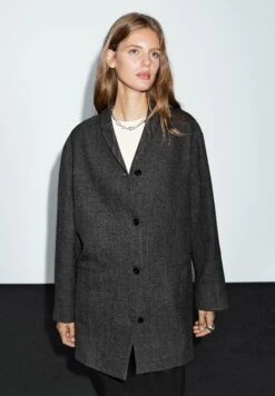 Massimo Dutti MID-LENGTH WITH LAPEL COLLAR - Classic Coat - Grey