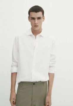 Massimo Dutti Textured High-Density - Formal Shirt - White