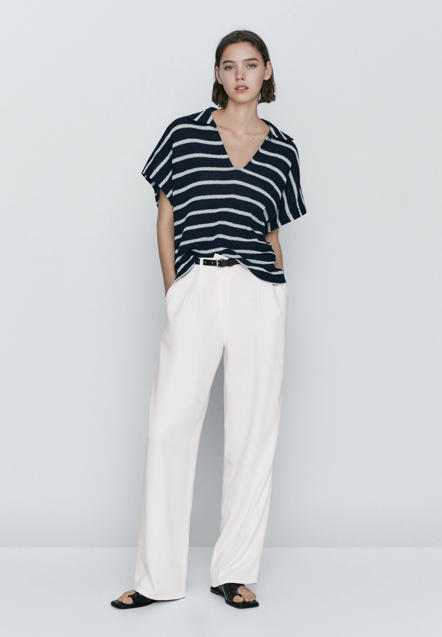 Massimo Dutti Blend Striped - Polo Shirt - Dark Blue 4 Massimo Dutti Blend Striped - Polo Shirt - Dark Blue - Image 2