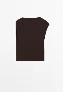 Massimo Dutti DRAPED NECKLINE WITH BROOCH DETAIL - Print T-shirt - Brown -Massimo Dutti Shop 5f6d954816204a78a97385730e54901d