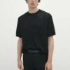 Massimo Dutti Crochet With Short Sleeves- Basic T-Shirt - Black 2 Massimo Dutti Crochet With Short Sleeves- Basic T-Shirt - Black -Massimo Dutti Shop 5f790ade8ee54e61a31313f0bfd2ea16